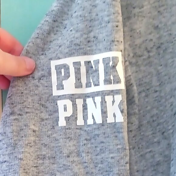 PINK Victoria's Secret Heather Grey Half Quarter Zip Sweatshirt Size Small - Picture 2 of 6